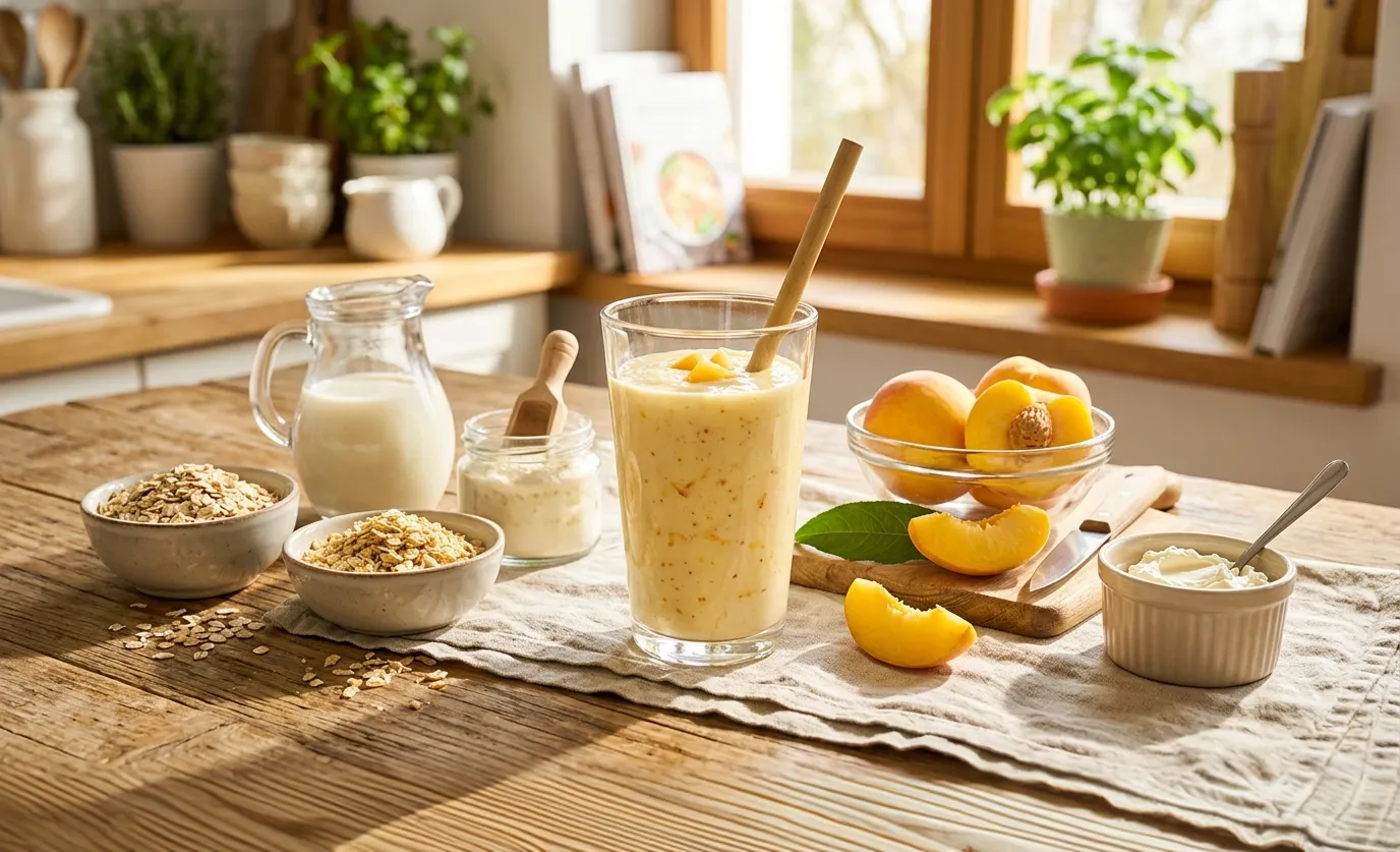 Hero-Bild für den Artikel Peach Cinnamon Cereal Smoothie